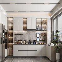 Meubles de cuisine modulaires en PVC résistant à l'humidité, robinet en résine, construction ignifuge écologique, design moderne pour salle à manger