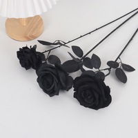 Roses noires fleur artificielle Roses noires fausse fleur de soie longue tige réaliste velours roses maison décoration de fête de mariage