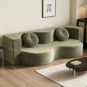 Divano Angolare Espandibile di Lusso per Soggiorno con Schienale in Spugna ad Alta Resilienza a Forma d'Onda, Set di Mobili Direttamente dalla Fabbrica - Product Image 6