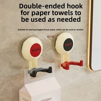 Nouveau crochet à ventouse double tête sans perçage, en PET robuste, pour porte ou arrière de porte, support de serviettes et vêtements pour salle de bain, conception à deux crochets