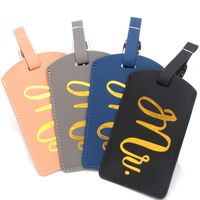 Étiquette de bagage personnalisée en cuir PU souple, élégante et tendance, avec initiale, pour identification de valise, étiquette de bagage de voyage, cadeau de mariage