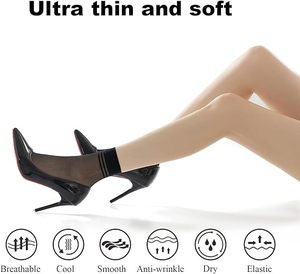 Vớ nữ chất liệu nylon mỏng, màu đen nude, mùa hè, mềm mại, ôm sát, có phần mũi giày được gia cố, kiểu dáng thời trang, mát mẻ dành cho các cô gái. - Product Image 3