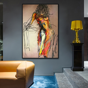 Commercio all'ingrosso Mintura su misura fatto a mano grande tela da parete arte moderna donna nuda pittura acrilica per la casa decorativa dipinta a mano ragazza - Product Image 2