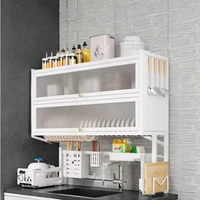 Égouttoir d'Évier de Cuisine Moderne à Double Couche, Organisateur de Vaisselle Multi-Fonctionnel pour Usage Domestique avec Meuble de Rangement Anti-Poussière et Drainage
