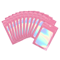 Sacs refermables holographiques personnalisés en plastique PET, pochettes en aluminium avec fenêtre transparente, emballage anti-odeur pour petits articles (pour gelée)