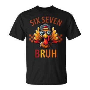 Six Seven Turkey Thanksgiving Meme T-shirt a maniche corte per adulti, girocollo unisex, stampa digitale - Product Image 1