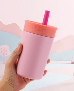 12oz stainless steel cups for kids bpa-free silicone <b>straw</b> spout kids stainless steel drink cups - Product Image 6