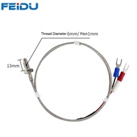 Sonde de température à thermocouple en acier inoxydable avec fil de blindage, vis de type K E M6