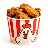 Seau à poulet frit avec logo personnalisé, faible MOQ, minimum de commande bas, personnalisation de la marque, délai de livraison rapide, emballage pour poulet