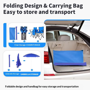 Silla de Camping Plegable Reclinable de Doble Asiento, Portátil, con Sombrilla Extraíble y Parasol Reforzado, Estructura de Acero Inoxidable, para Viajes - Product Image 5
