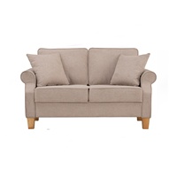 Sofá Compacto de 2 Plazas Nuhoom IMPALA en Tela Beige, Estilo Mid-Century Modern, Patas de Roble Malayo, Respaldo Acolchado, para Sala de Estar
