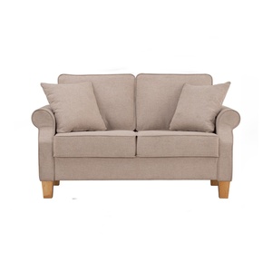 Sofá Compacto de 2 Plazas IMPALA en Tela Beige, Estilo Moderno de Mediados de Siglo, con Patas de Madera Sólida para Salas de Estar Pequeñas - Product Image 2