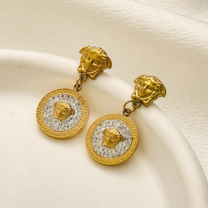 Pendientes de Diseño en Acero Inoxidable Chapado en Oro de 18k, con Diseño de <span class=keywords><strong>Medusa</strong></span>, de Marcas Famosas, para Mujer, Nueva Llegada - Product Image 3