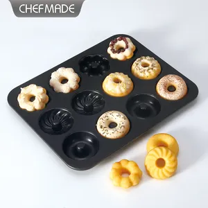 CHEFMADE WK9869 Antihaft-Back geschirr aus Kohlenstoffs tahl 12 Tassen Antihaft-Backblech Antihaft-Kuchen form Donut-Backform