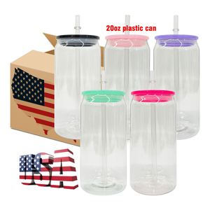 50Packs Clear Transparent 20Oz Acrylic Plastic Can With Colored Lid Uv Dtf <b>Wraps</b> <b>Vinyl</b> for Iced Coffee Soda - Product Image 2