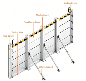 Barrera de Control de Inundaciones de Aluminio Desmontable, Ligera y Resistente a la Corrosión, para Entradas Comerciales - Product Image 3
