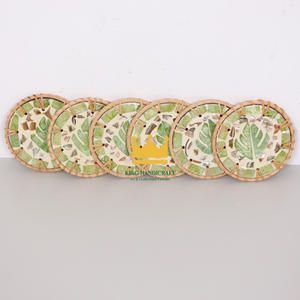 Posavasos de ratán redondo de madreperla moderno ecológico hecho a mano Natural, vajilla de comedor decorativa, estera de Vietnam - Product Image 3