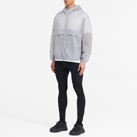 Veste de survêtement coupe courte légère en nylon avec fermeture éclair et capuche pour homme, idéale pour l'entraînement sportif estival et la course en extérieur