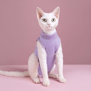 Gilet de récupération anti-léchage pour chat en fibres acryliques, doux, de haute qualité, motif uni, toutes saisons, vêtement post-chirurgical - Product Image 1