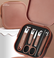 Ensemble de 8 coupe-ongles en acier inoxydable 5 en 1, coupe-ongles anti-éclaboussures, kit de manucure et pédicure portable, boîte d'outils de soin des ongles de qualité supérieure