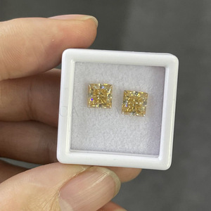 Cadermay Princess Cut Moissanite Loose Stone Yellow Square Synthetic Gemstone For Jewelry Making - Product Image 4