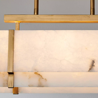 Lustre linéaire moderne minimaliste nordique en laiton et albâtre pour îlot de cuisine, suspension pour table à manger, salon, décoration intérieure