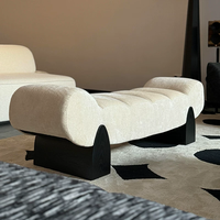 Banc ottoman de luxe italien en flanelle, tabouret léger pour chambre à coucher, salon, entrée, tabouret à chaussures