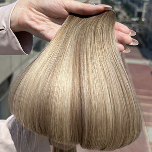 Novo cru virgem europeu duplo volume desenhado gênio trama extensões de cabelo humano duplo gênio trama loira destaques - Product Image 1