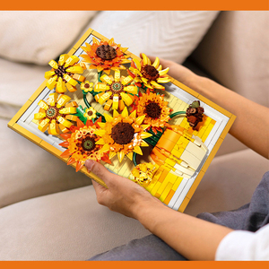Bloques de Construcción Creativos con Marco de Imagen de Girasoles de <span class=keywords><strong>Van</strong></span> <span class=keywords><strong>Gogh</strong></span> JJ9233, Plástico ABS, Juguete Educativo de Construcción, Modelo para Montar en la Pared - Product Image 5