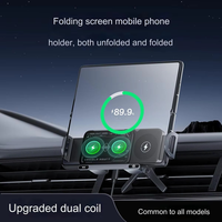 Support de téléphone pour voiture 2-en-1 avec chargeur rapide 15W QC3.0 Type-C, fixation automatique électrique pliable pour grille d'aération 90° °   Écran rotatif