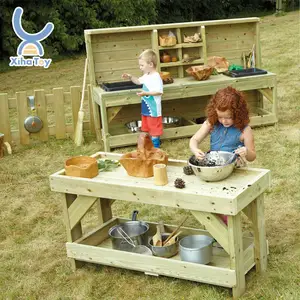 XIHA 키즈 탁아소 유치원 놀이터 장비 유아 요리 게임 나무 유치원 환경을위한 야외 역할 놀이 세트