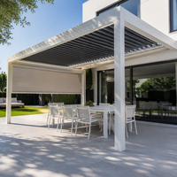 Pergola Bioclimatique Motorisée en Aluminium avec Lames Orientables pour Extérieur, Écran d'Intimité, Étanche, pour Patio, Jardin, Balcon, Cour Arrière, Thermolaquée