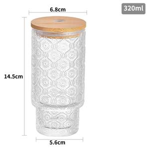 Ensemble de verres empilables à motif vertical pour jus de fruits, whisky, bière, avec couvercle en bois et paille, tasse à café - Product Image 2