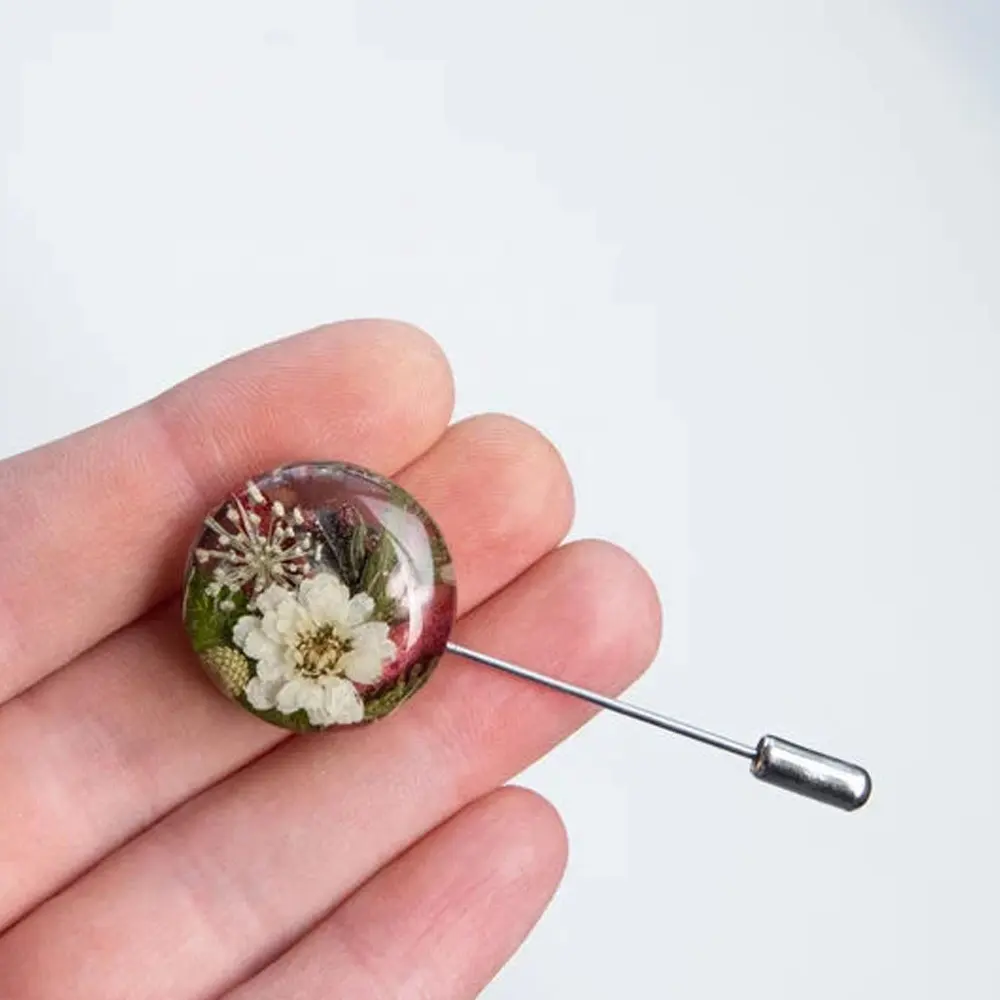 Luxury Vintage Jewelry Eco-friendly Znic Alloy Elegant Pure Handmade Resin Flower Blossom Brooch Pin