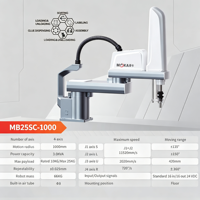 Robot Industrial SCARA de 4 Ejes MOKA MB25SC-1000 con Servoaccionamiento, Carga Útil de 10-25 kg, Alcance del Brazo de 1000 mm para Manipulación y Etiquetado