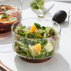 Ensaladeras de cristal transparentes de 10 pulgadas de fruta reutilizables de cocina moderna de fabricante al por mayor con cuchara - Product Image 4