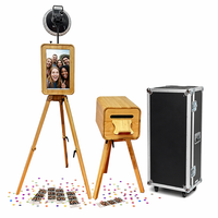 iPad DSLR Dubbelzijdige Houten Fotohokje 18,5" Touchscreen Ingebouwde PC HD Camera Compatibel Bruiloft Feest Evenement Verhuur
