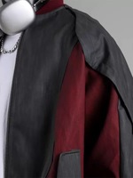 Blouson en cuir PU pour homme, style décontracté et ample, avec logo frontal, idéal pour le printemps, fermeture éclair
