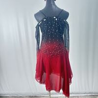 Robe de patinage artistique pour femmes et filles, dégradé de couleurs, avec strass, en maille et spandex, tenue de performance pour la danse latine