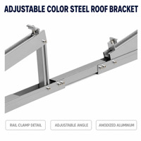 Support de montage inclinable pour panneaux solaires en acier coloré lesté en aluminium avec pied arrière réglable et solution de fixation triangulaire