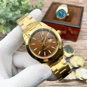 Reloj de Cuarzo de Lujo de Acero Inoxidable Dorado de Marca Original DFS06, Reloj de Hombre Personalizado con Doble Calendario, Resistente al Agua - Product Image 4