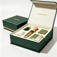 Boîte cadeau magnétique de luxe avec logo personnalisé, vert foncé, gaufrée avec insert en velours pour coffret cadeau de savon, cosmétiques, spa, vente en gros
