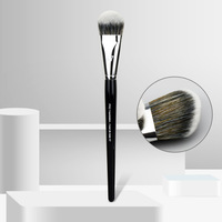 Pinceau de maquillage professionnel en poils synthétiques vegan, manche en bois, pour fond de teint, anticernes, poudre libre