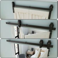 RHETECH Kits de quincaillerie pour porte pliante de 2 m, design industriel, en acier au carbone et laiton, pour porte de grange coulissante à double battant, chambre et cuisine