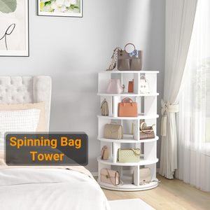 Lussuoso Armadio Girevole Moderno in Legno per Scarpe e Cappotti, <span class=keywords><strong>Scarpiera</strong></span> Girevole a 5 Ripiani dal Design Ottimale - Product Image 2