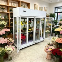 Réfrigérateur commercial à 4 portes vitrées pour fleurs, avec circulation d'air, pour la conservation des fleurs fraîches coupées des fleuristes