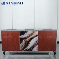XINGPAI meja prasmanan lipat kayu sapele, meja prasmanan restoran katering hotel