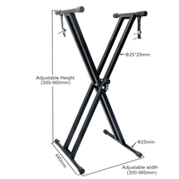 Foldable Double X Keyboard Stand Compact Storage Easy Assembly Metal Rack for Traveling Musician Outdoor Gig