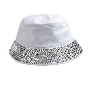 Sombrero de Pescador con Adornos de Diamantes de Imitación, Opciones de Color Blanco y Negro, Estilo Moderno - Product Image 4