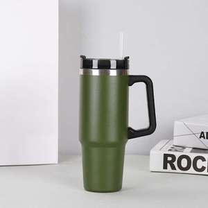 30oz Vacuum Insulated Stainless Steel <b>Thermos</b> with Straw — Large Travel Flask for Outdoor Gift - Product Image 4